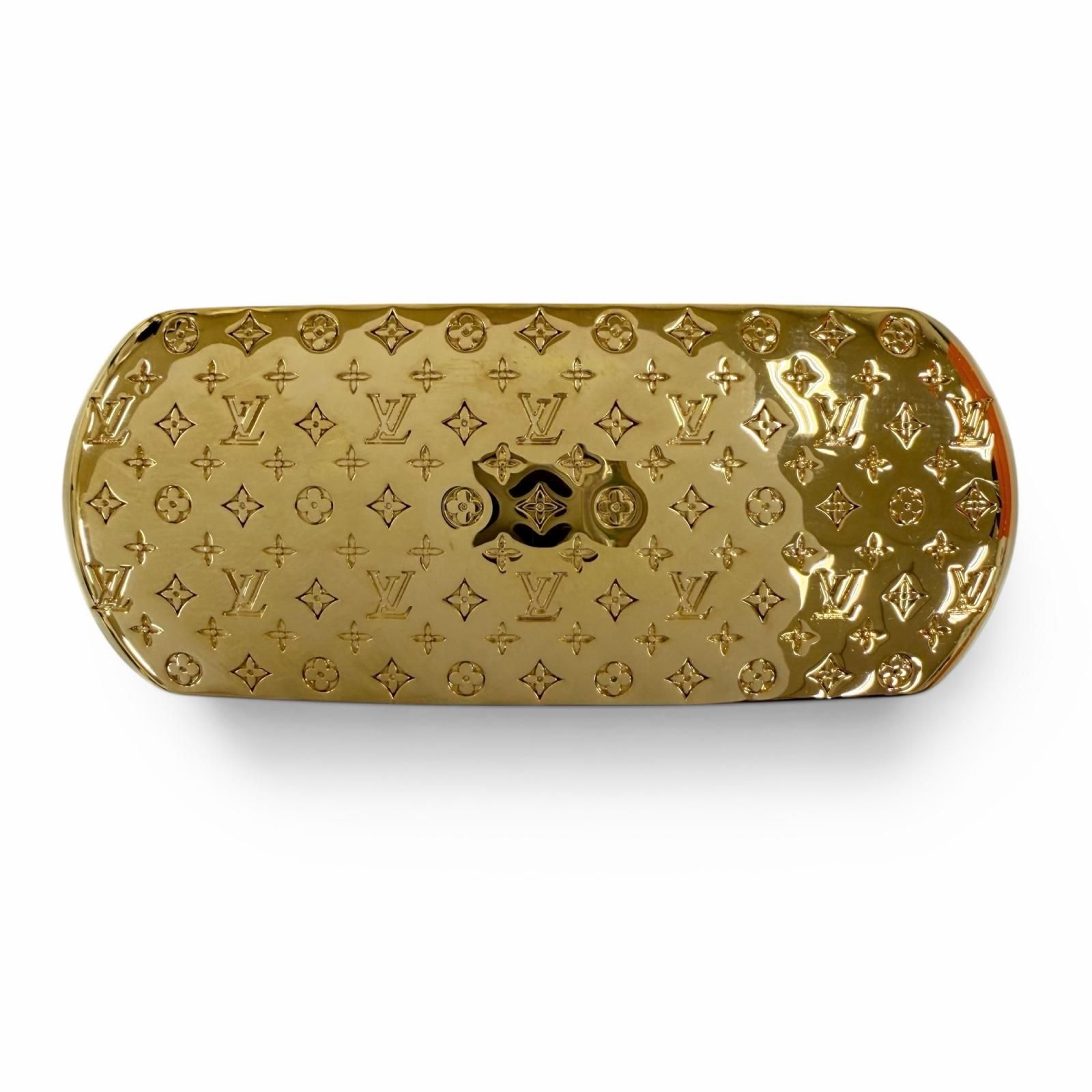 極美品☆LOUIS VUITTON ルイヴィトン M80277 ナノグラム バレッタ ヘアアクセサリー ゴールド イタリア製 レディース 箱・保存袋付き