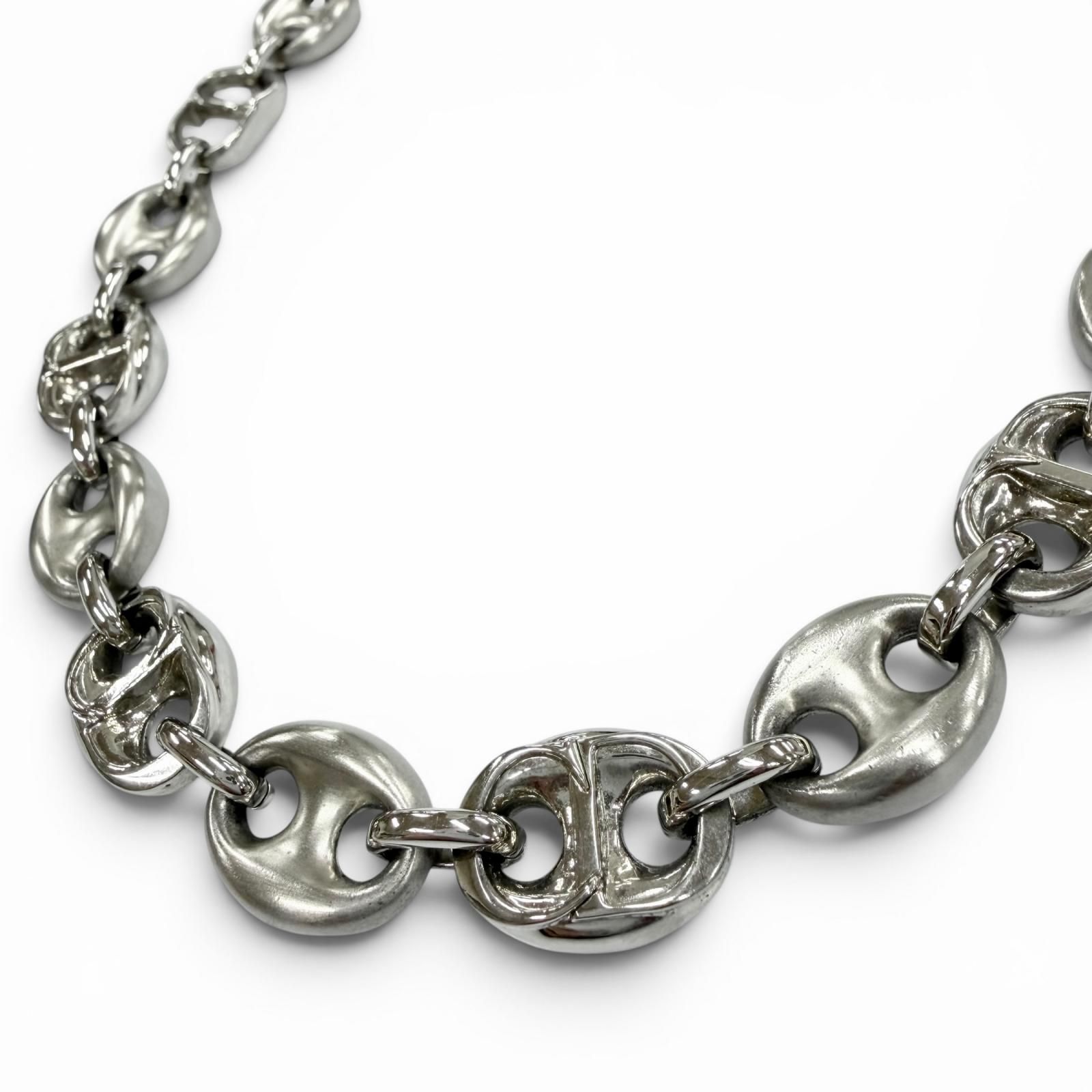 美品▼DIOR ディオール オム CDチェーン リンク ネックレス シルバー マットシルバー メンズ レディース アクセサリー