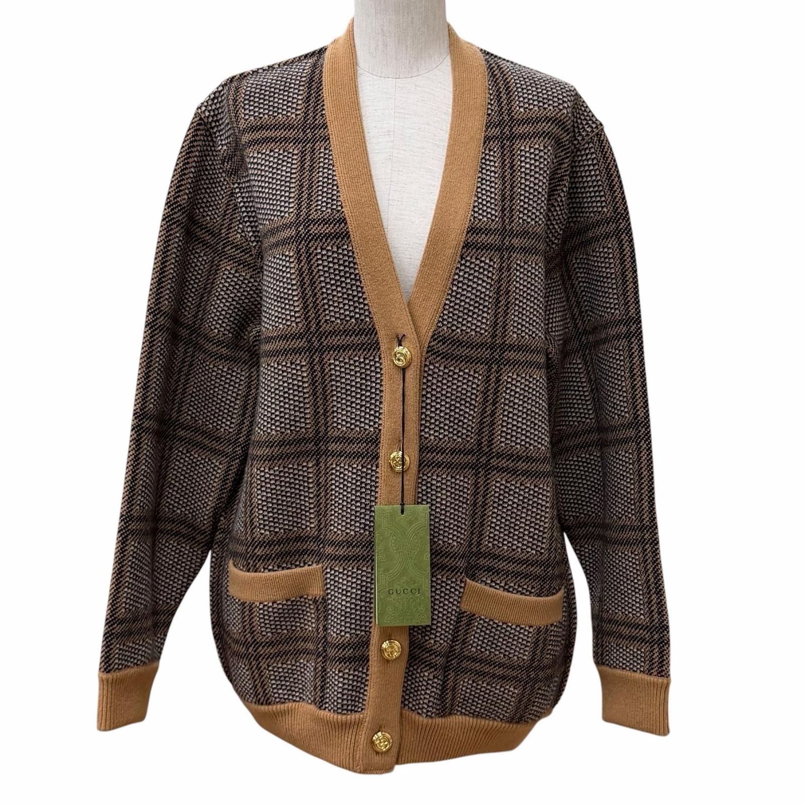 未使用品☆GUCCI グッチ 773903 ウール混 リバーシブル チェック