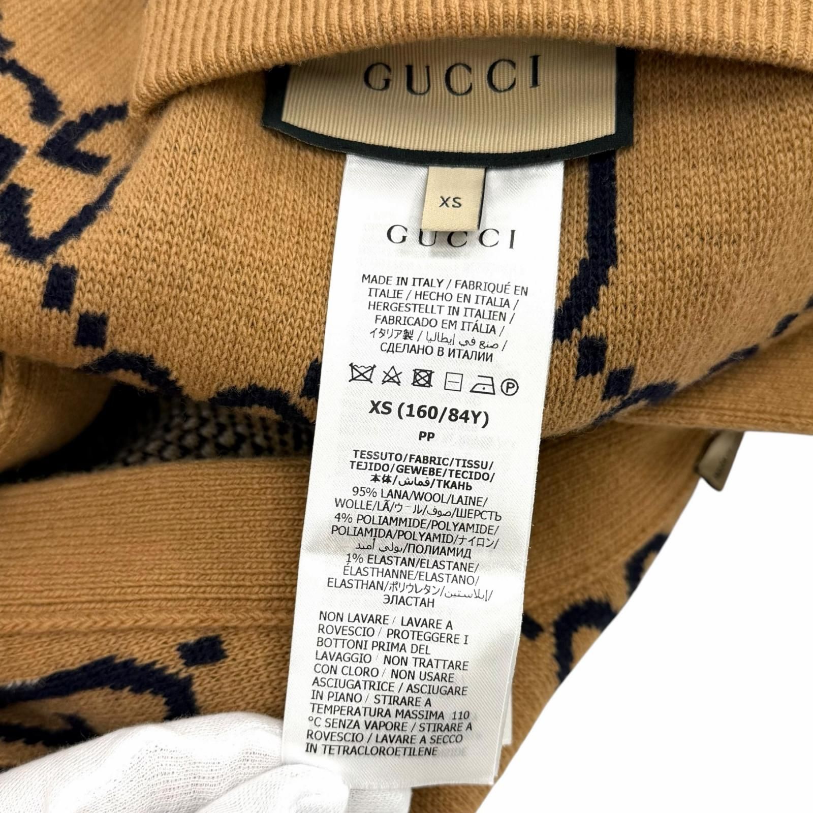 未使用品☆GUCCI グッチ 773903 ウール混 リバーシブル チェック 