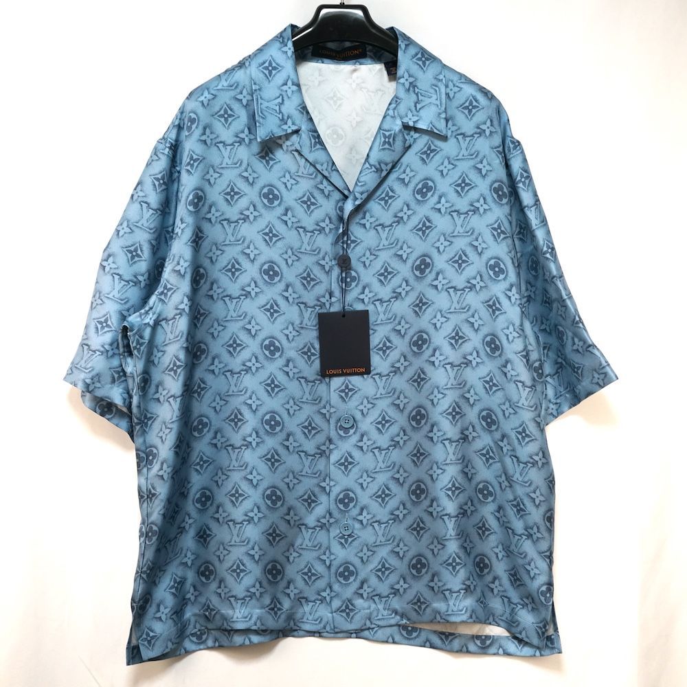 24SS LOUIS VUITTON ルイヴィトン モノグラム シルク ショートスリーブ シャツ ブルー XLサイズ RM241MM Z49 HPS34W