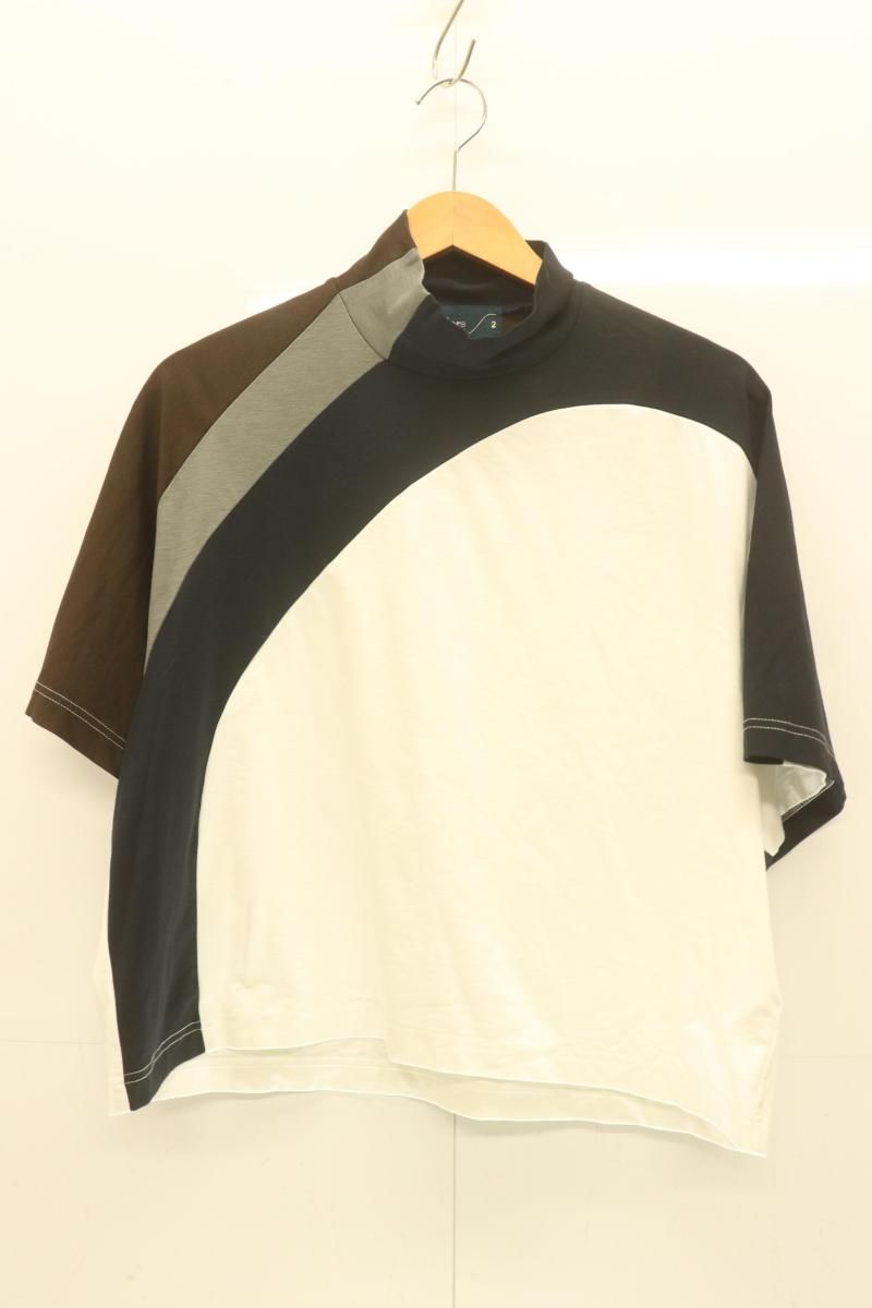 【中古】 kolor レディースTシャツ 2 ライトポンチハイネックカットソー kolor 2 白 ホワイト 紺 ネイビー 無地