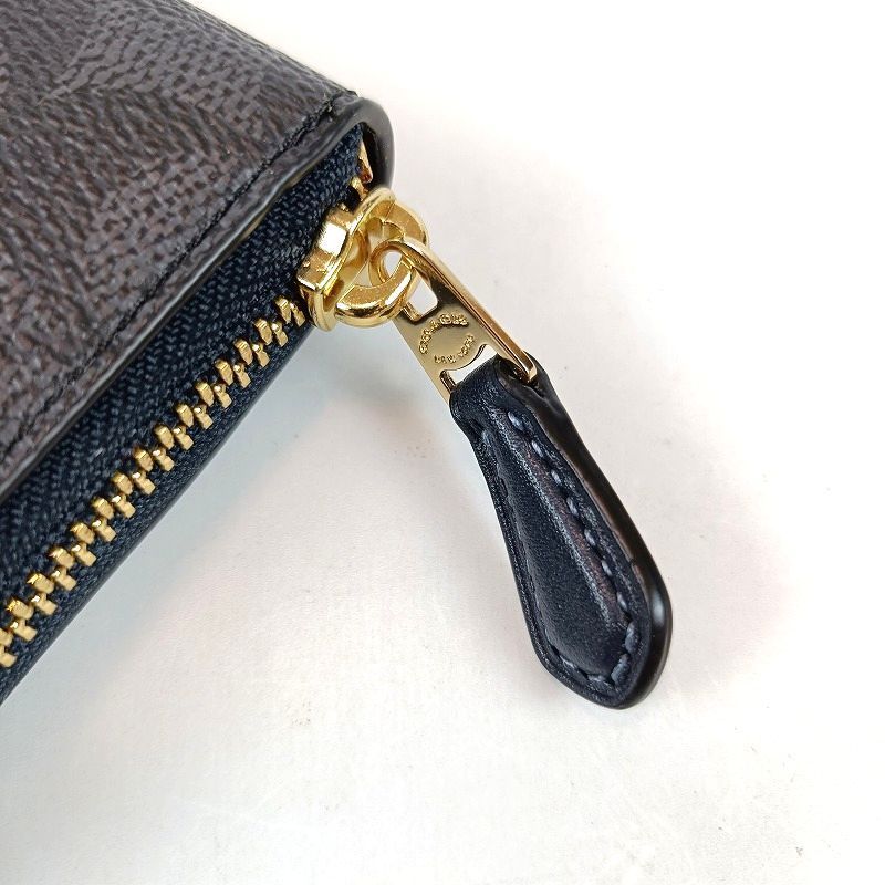 ほぼ未使用 COACH コーチ 長財布 ラウンドファスナー シグネチャー ネイビー系 箱付 美品 レディース