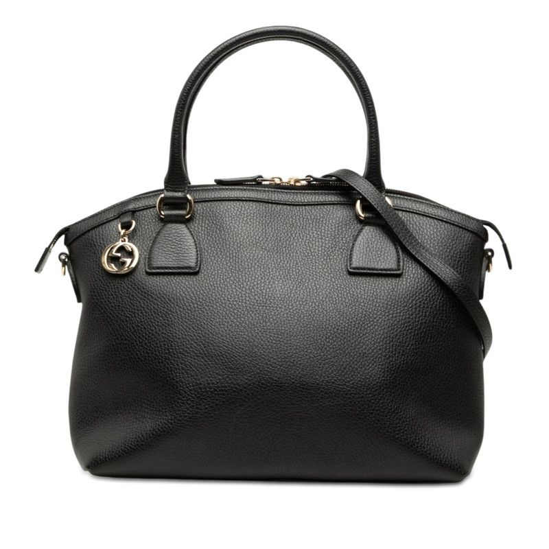 グッチ インターロッキングG ハンドバッグ ショルダーバッグ 2WAY 449651 ブラック レザー レディース GUCCI【1-0269429】