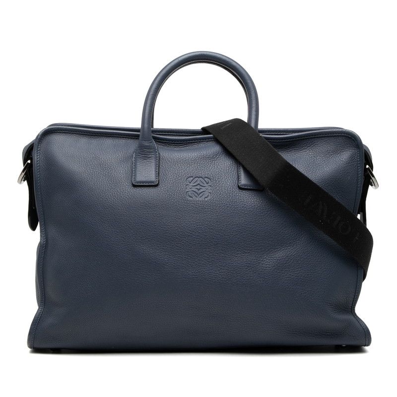 ロエベ アナグラム ブリーフケース ショルダーバッグ 2WAY ブルー レザー メンズ LOEWE【1-0269874】
