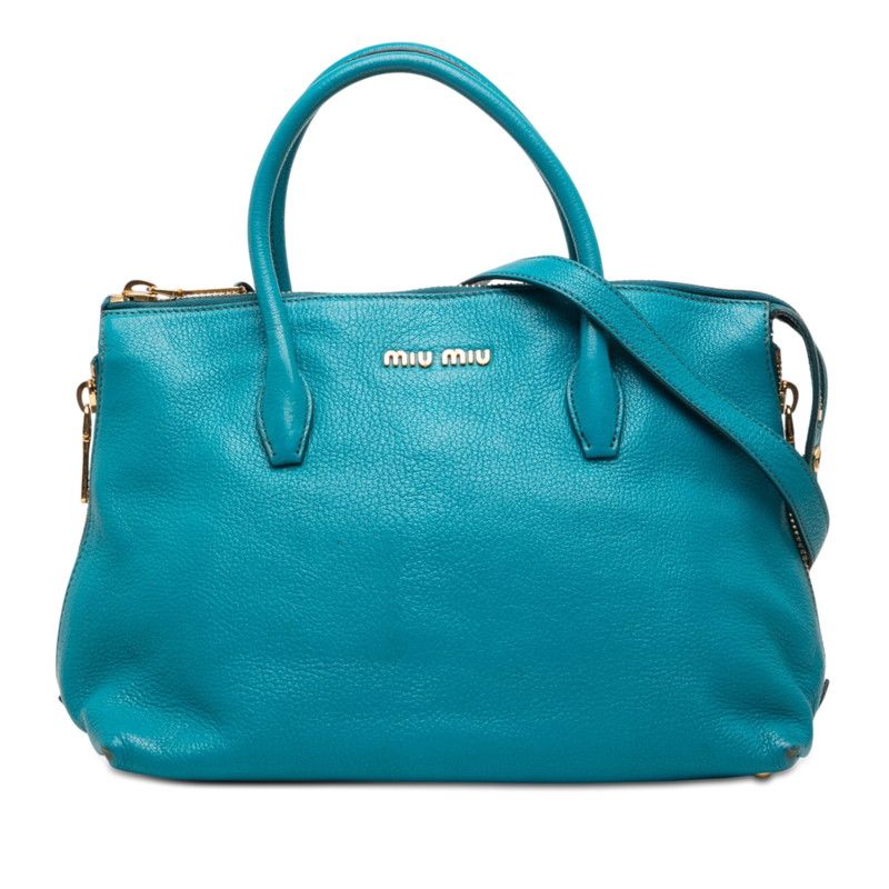 ミュウミュウ ハンドバッグ ショルダーバッグ 2WAY ブルー レザー レディース MIUMIU【1-0269883】