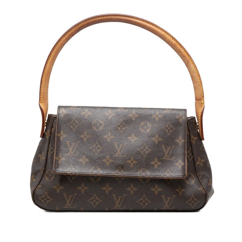 ルイ ヴィトン モノグラム ミニルーピング ショルダーバッグ ハンドバッグ M51147 ブラウン PVC レザー レディース LOUIS VUITTON【1-0271426】