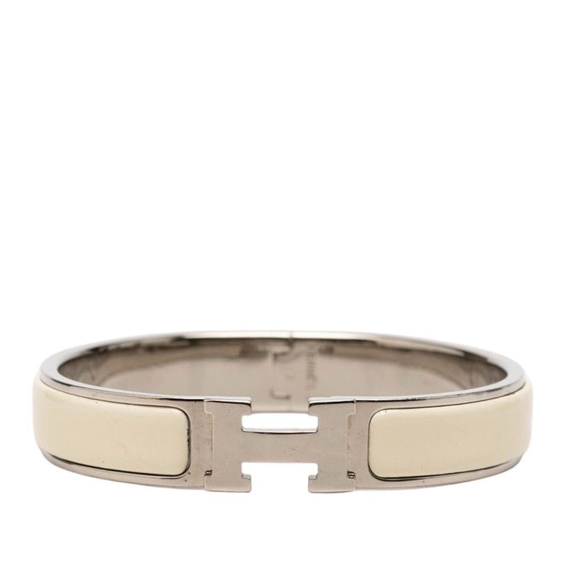 エルメス クリックH PM ブレスレット シルバー アイボリー メタル エナメル レディース HERMES【1-0271441】