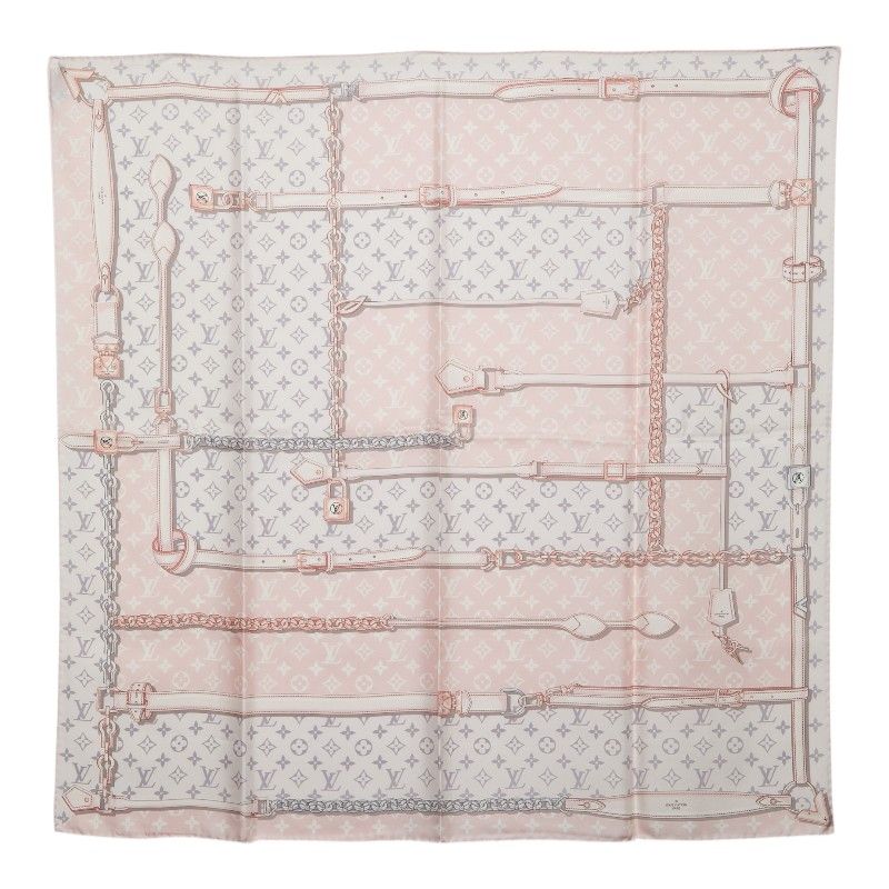 ルイ ヴィトン カレ モノグラム コンフィデンシャル スカーフ M70638 ピンク シルク レディース LOUIS VUITTON【244-71776】