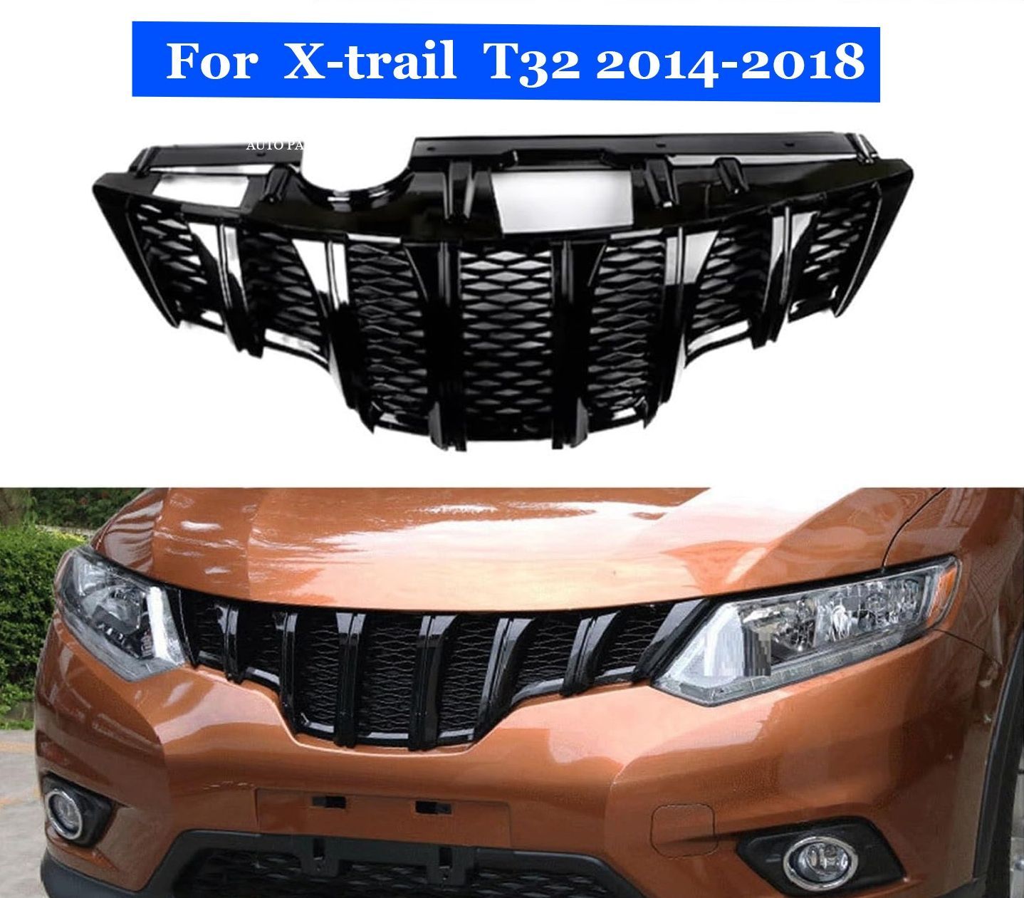 新品 エクストレイル T32 X-TRAIL フロントグリルカバー 黒