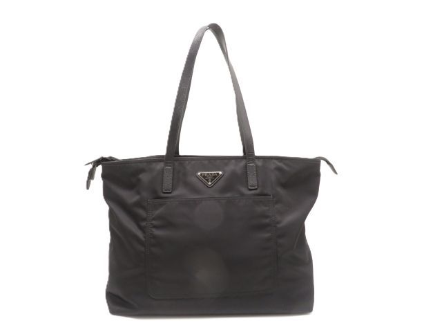 PRADA プラダ バッグ トートバッグ ブラック/SV ナイロン/サフィアーノ ﾊﾞｯｸﾞ 1BG052 トートバッグ ユニセックス【中古】