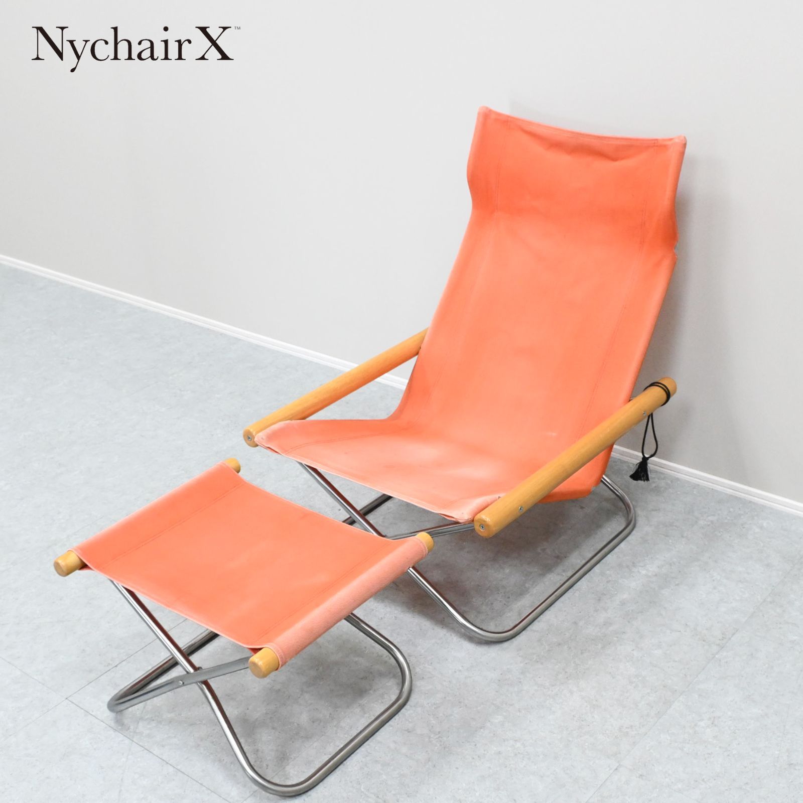 ☆藤栄☆NychairX ニーチェアエックス オットマン ハイバックチェア ナチュラル レンガ 10万