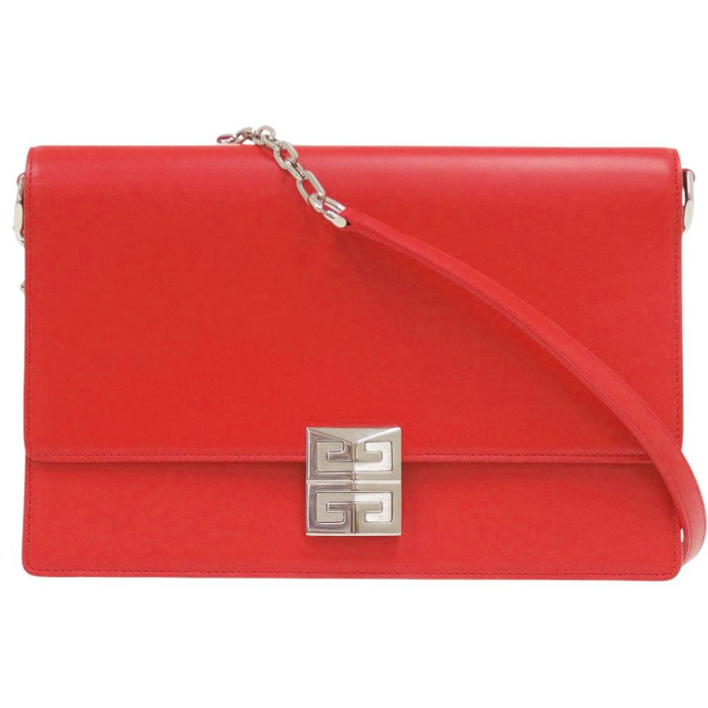 新品同様 ジバンシィ 4G レザー レッド チェーンショルダーバッグ 赤 1238 GIVENCHY