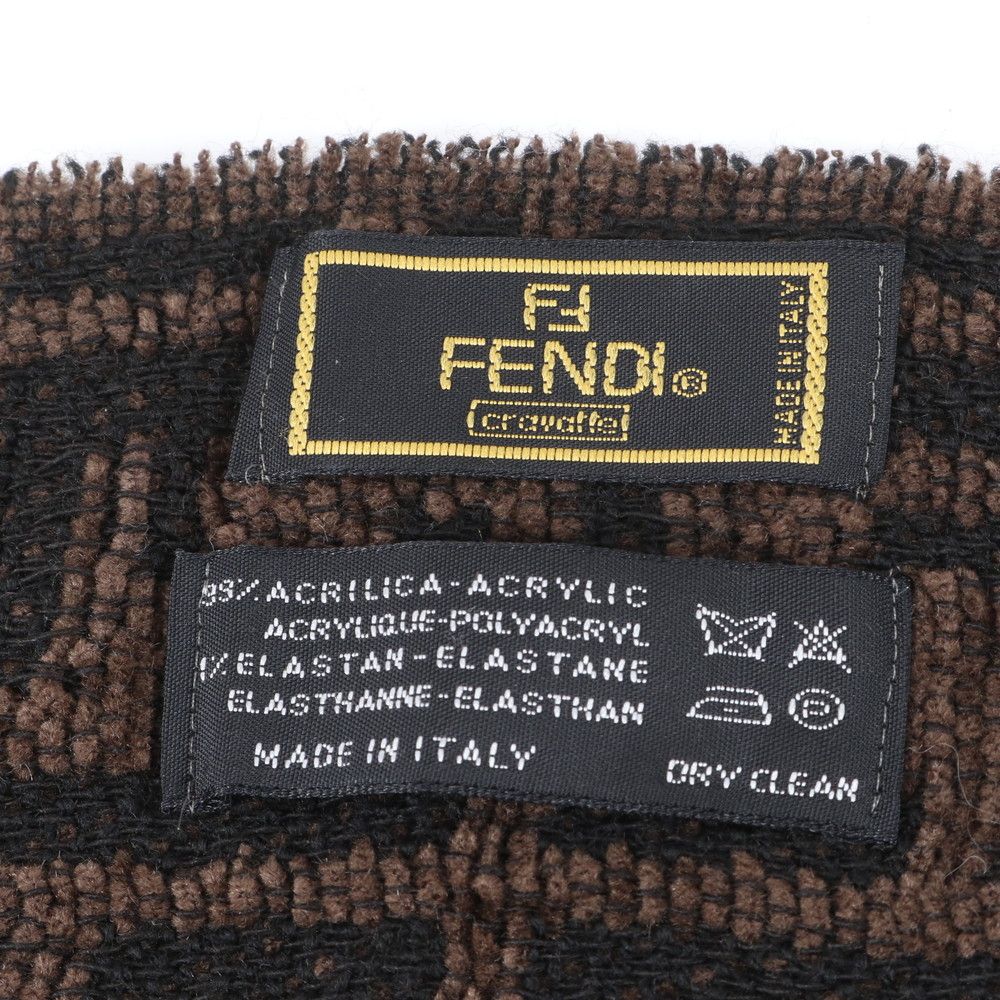 フェンディ マフラー FENDI ズッカ柄 フリンジマフラー ウール