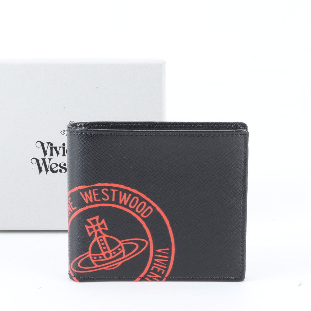 極美品 ヴィヴィアンウエストウッド オーヴ KENT ケント レザー 二つ折り 財布 ウォレット ブラック 黒 メンズ RIM EC5-5【中古】