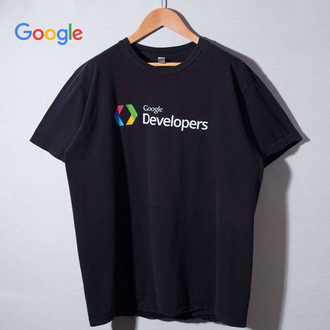 USA製 グーグル Google Tシャツ ブラック L 00s アメリカンアパレル American Apparel Google Developers プロモT 企業T イベントT スーベニアT 古着 T084