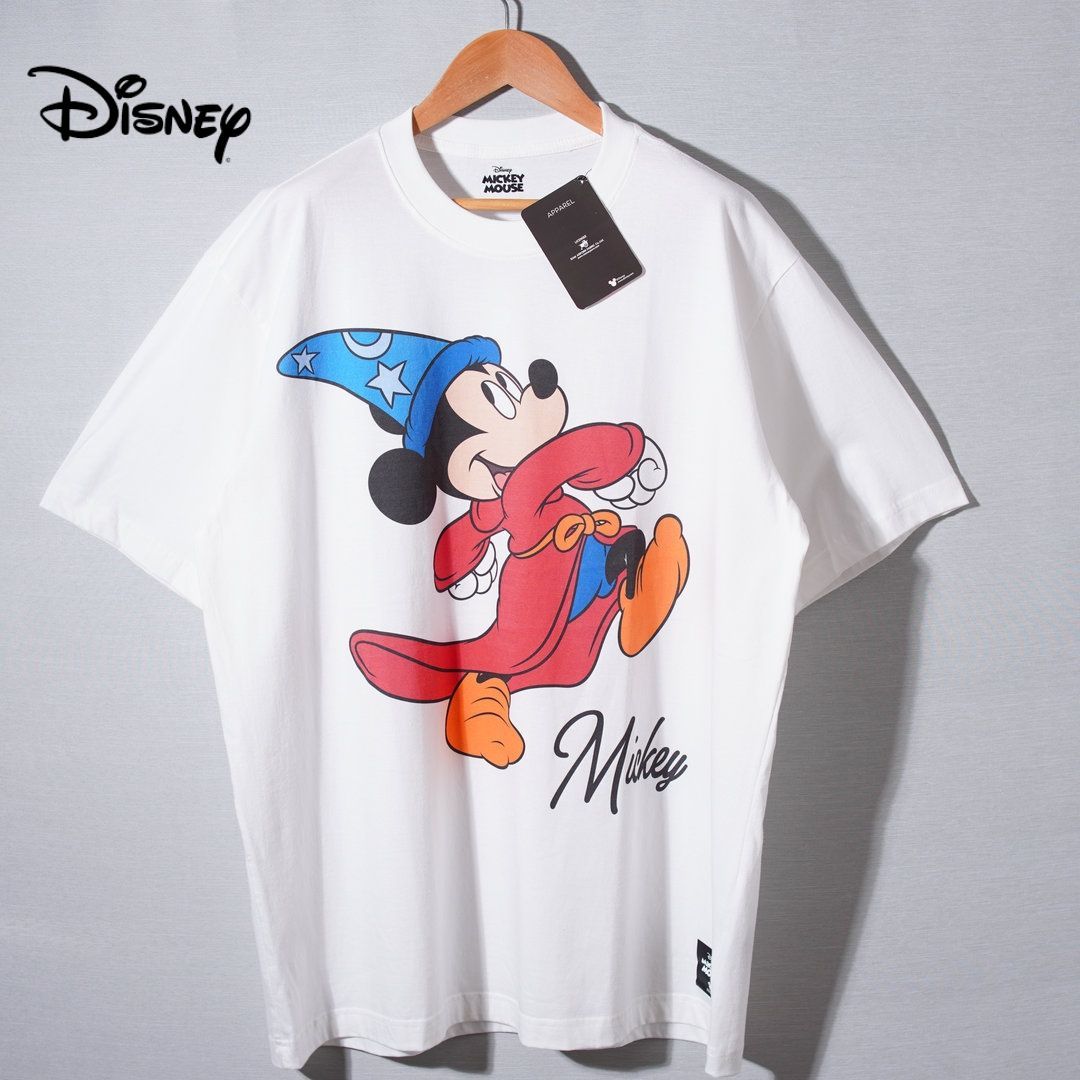 【デッドストック】 ディズニー ファンタジア Disney FANTASIA Tシャツ XL Sorcerer Mickey ソーサラーミッキー ホワイト 海外限定モデル オーバーサイズ 古着 T088