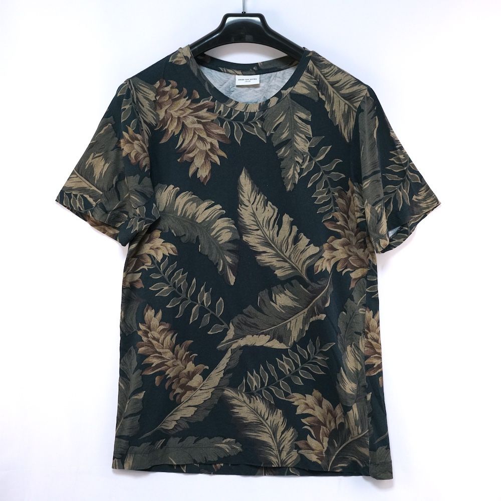 DRIES VAN NOTEN ドリスヴァンノッテン ボタニカル柄 プリント コットン Tシャツ ブラック Sサイズ
