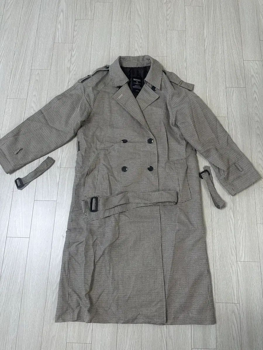 ハウンドトゥース CHECK ロング トレンチ コート