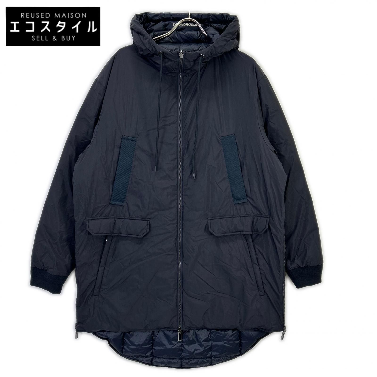 EMPORIO ARMANI　エンポリオアルマーニ　ブラック ネイビー リバーシブル ダウンコート　48
