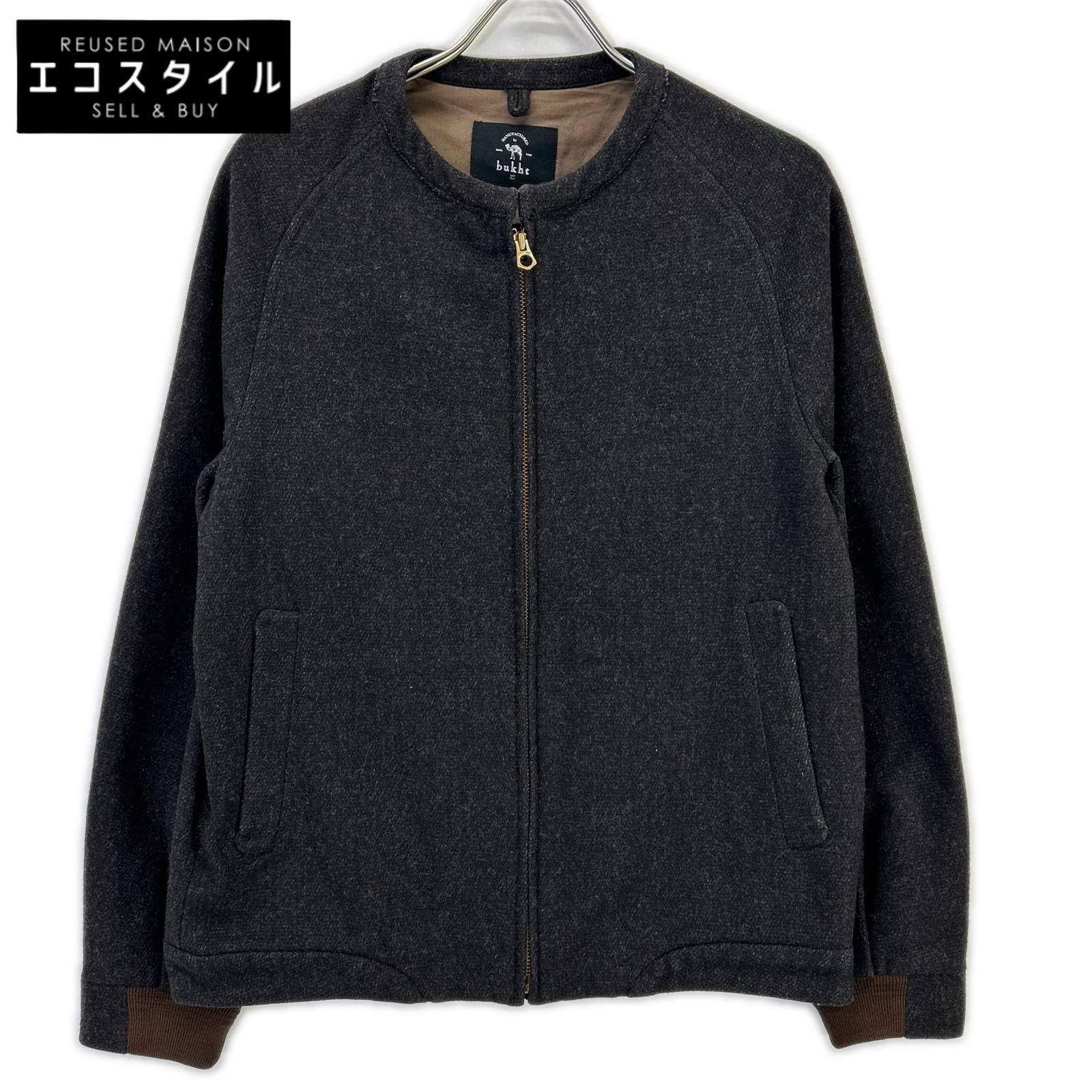 bukht ブフト B-66508 ブラック ウール×カシミヤ ノーカラージャケット 