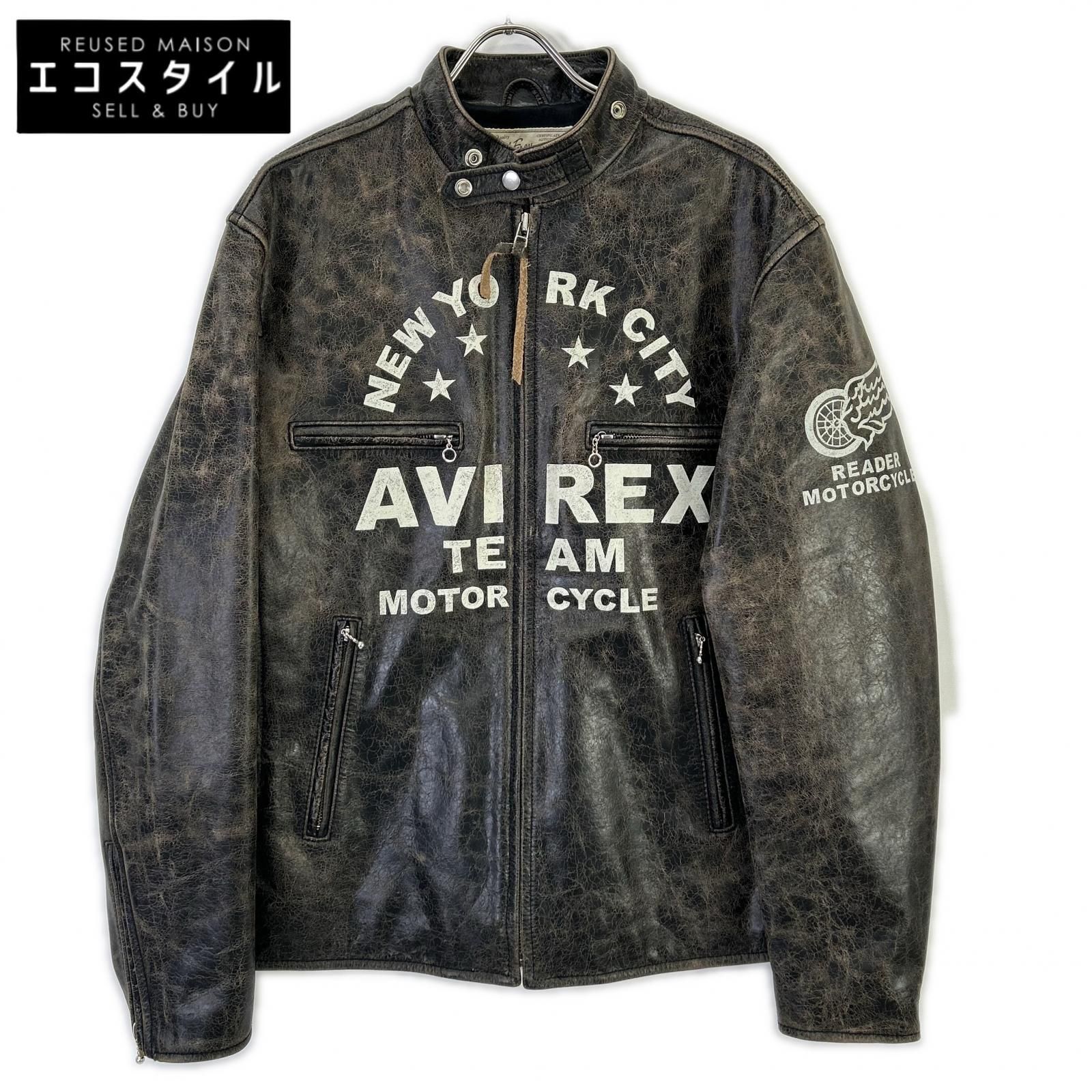 AVIREX アヴィレックス 6151121 DISTRES LEATHER クラック加工 シングルライダース 2XL