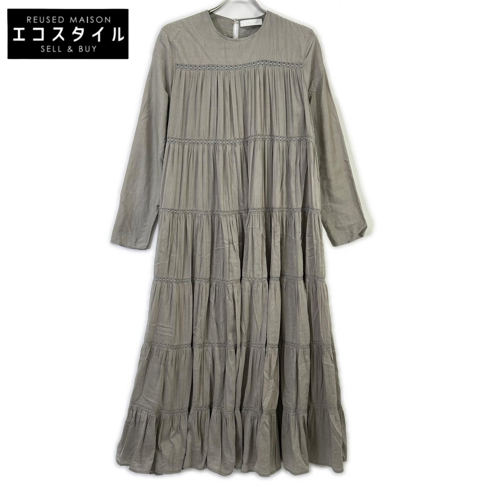 MERLETTE　マーレット　ベージュ MAIDA ティアードギャザー クルーネックワンピース　XS
