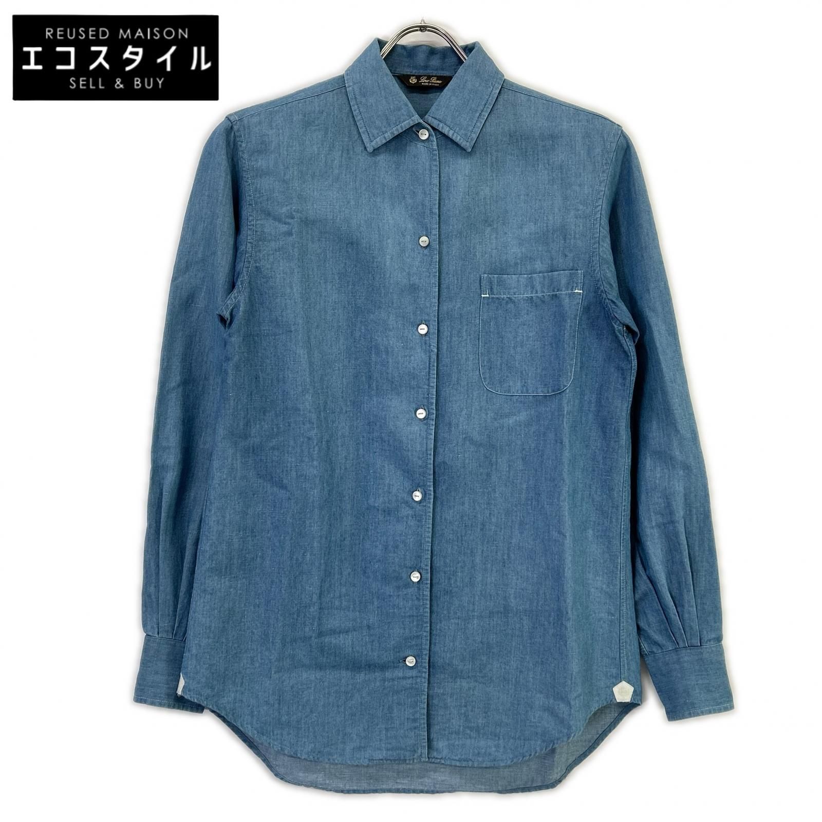 Loro Piana　ロロピアーナ　FAM2000 ライトブルー コットンリネン シャツ