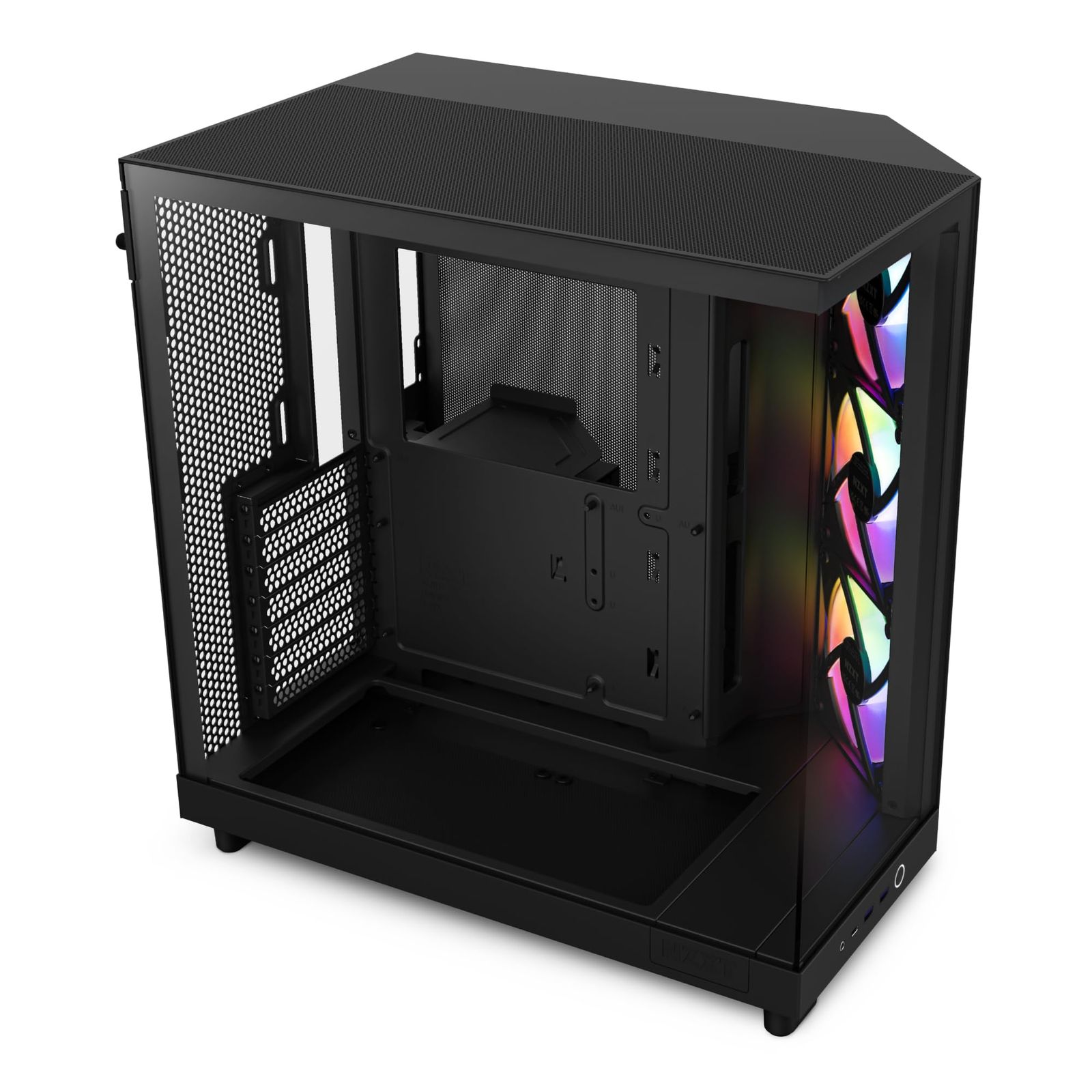 NZXT H6 Flow RGB Black 2面スモーク 強化ガラスパネル採用 120mm RGBファン 3基付属 デュアルチャンバー ショーケース型 ミドルタワー ATX PCケース ブラック CC-H61FB [ブラック] [H6] [Flow RGB]