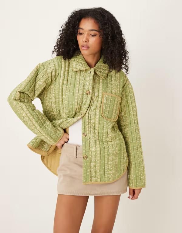 フリーピープル レディース アウター ジャケット・ブルゾン キルティング ジャケット Free People Alexie quilted jacket in olive OLIVE オリーブ