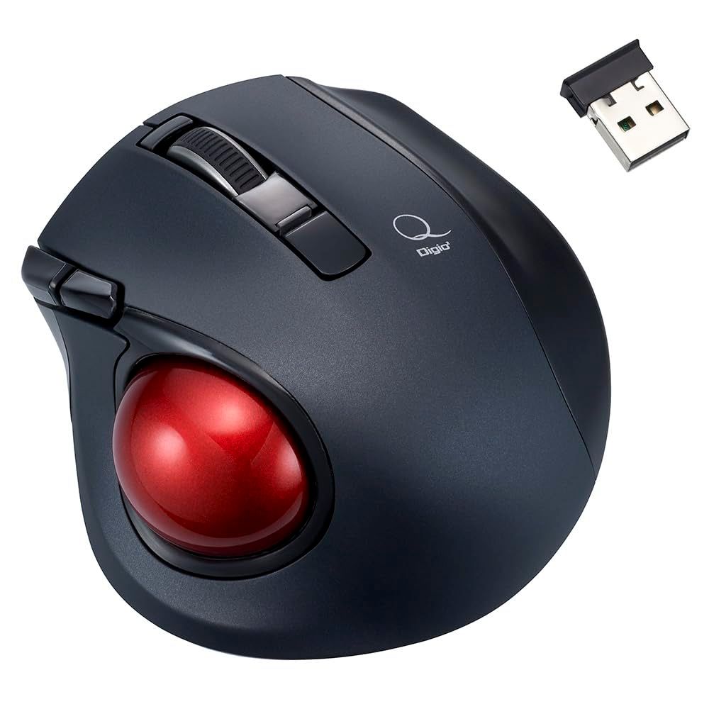 ナカバヤシ 小型無線静音5ボタン レーザー式親指トラックボール／ブラック MUS-TRLF224BK