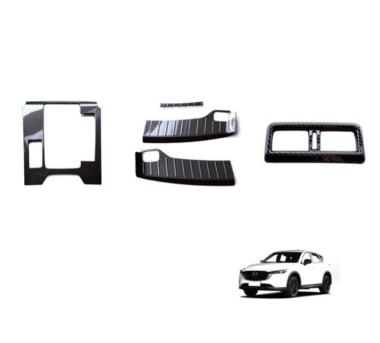 マツダ Mazda CX-5 2025年モデル対応 後席エアコン吹き出し口パネル 後席カップホルダーフレーム シフトパネルフレーム リア外装プロテクター 4点セット ABS ステンレス 内装 外装 保護 傷防止 擦れ対策 耐摩耗 光沢感アップ 車種専用設計|詳細画像
