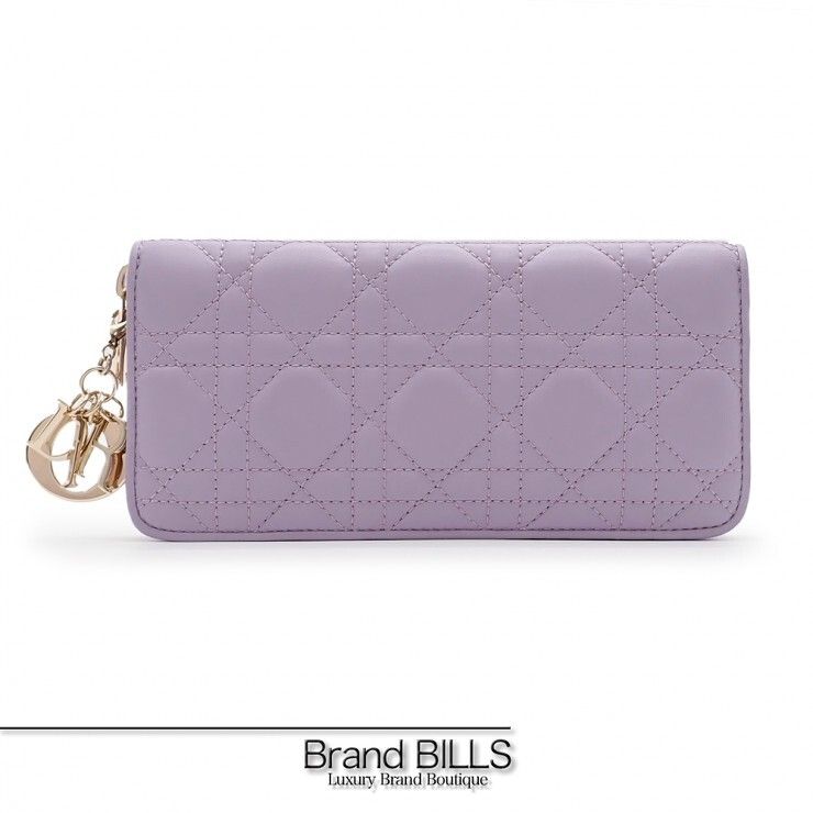 未使用品 Christian Dior ディオール レディ ディオール ヴォワジュール ジップウォレット 長財布 S0007ONMJ ラムスキン ラベンダー パープル カナージュ