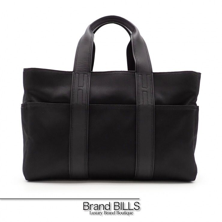 未使用品 ソルド品 HERMES エルメス アカプルコMM トートバッグ ハンドバッグ Hロゴ トワルシェブロン レザー ブラック シルバー金具 ユニセックス