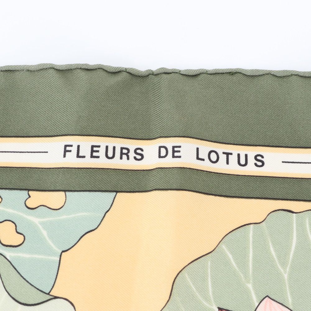 美品 エルメス カレ 90 Fleurs de Lotus 蓮の花 花柄 フラワー