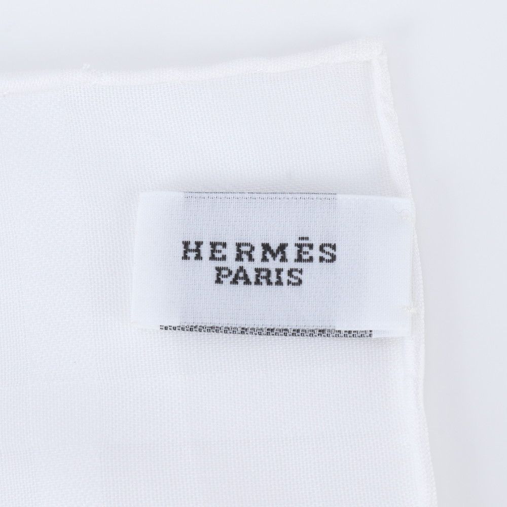 新品 HERMES / エルメス ハンカチーフ ホワイト 新品同様 エルメス タグ付 ホワイト ハンカチーフ スカーフ ストール