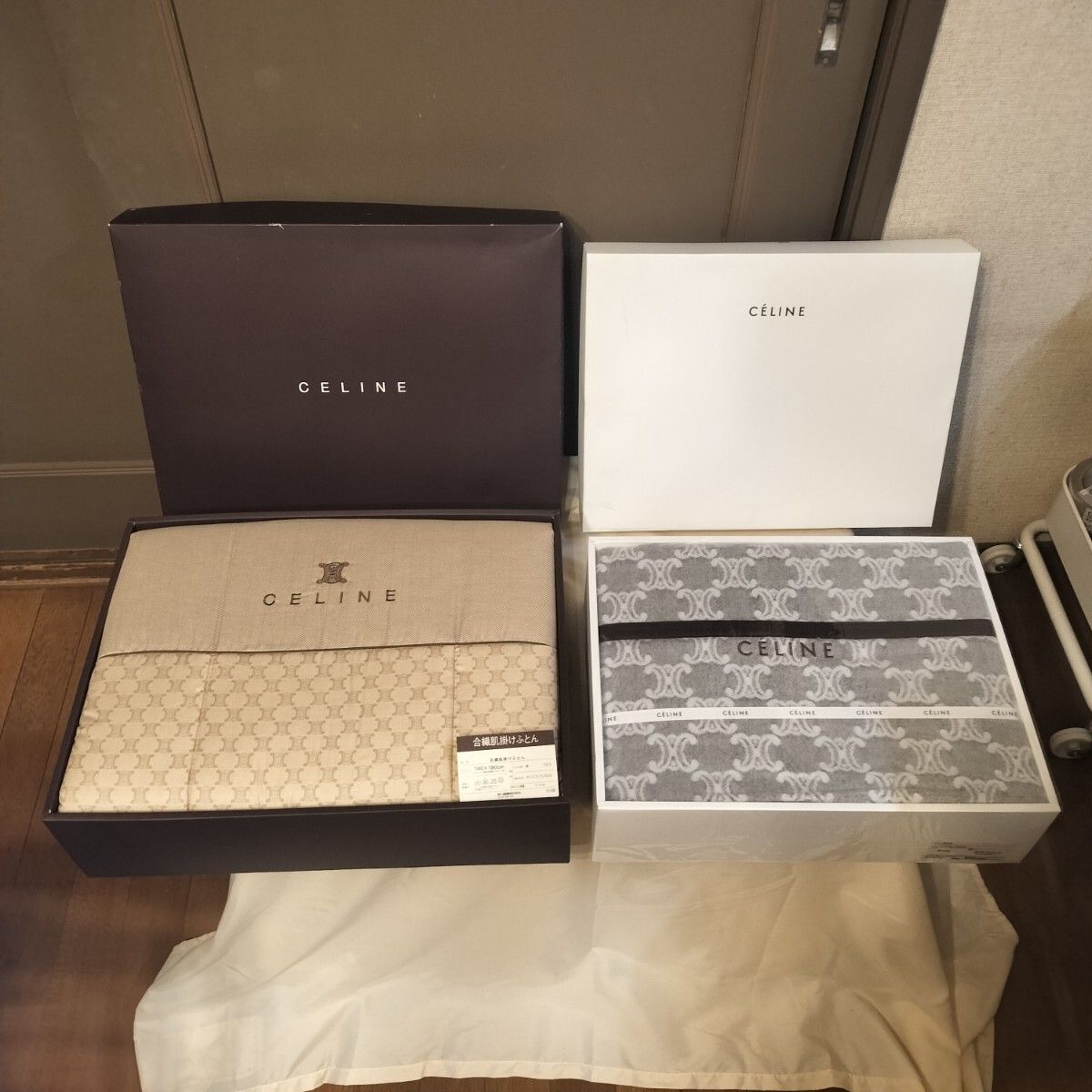 セリーヌ CELINE 肌掛けふとん 綿毛布 140×190cm 2点セット 西川