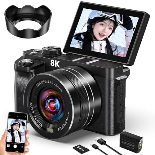 一眼レフカメラ 8K 8800万画素 デジカメ WIFI転送機能 スマホに送れる デジタルカメラ 18倍デジタルズーム AFオートフォーカス LEDライトウェブカメラ 180度回転可能 3.0インチ IPS スクリーン 自撮り 64GBマイク 8a797354