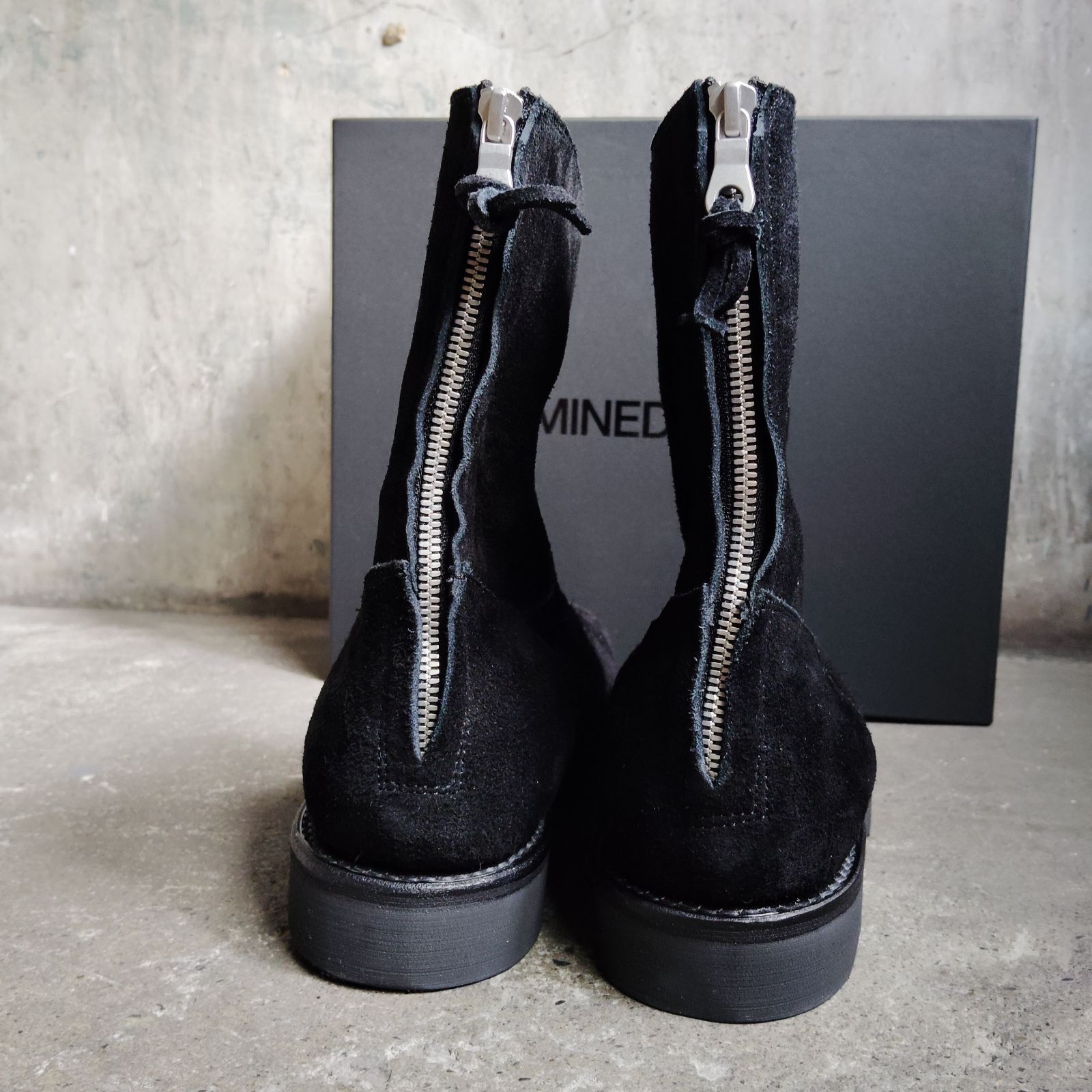 MINEDENIM Suede Leather Back Zip Boots 41 マインデニム スエード
