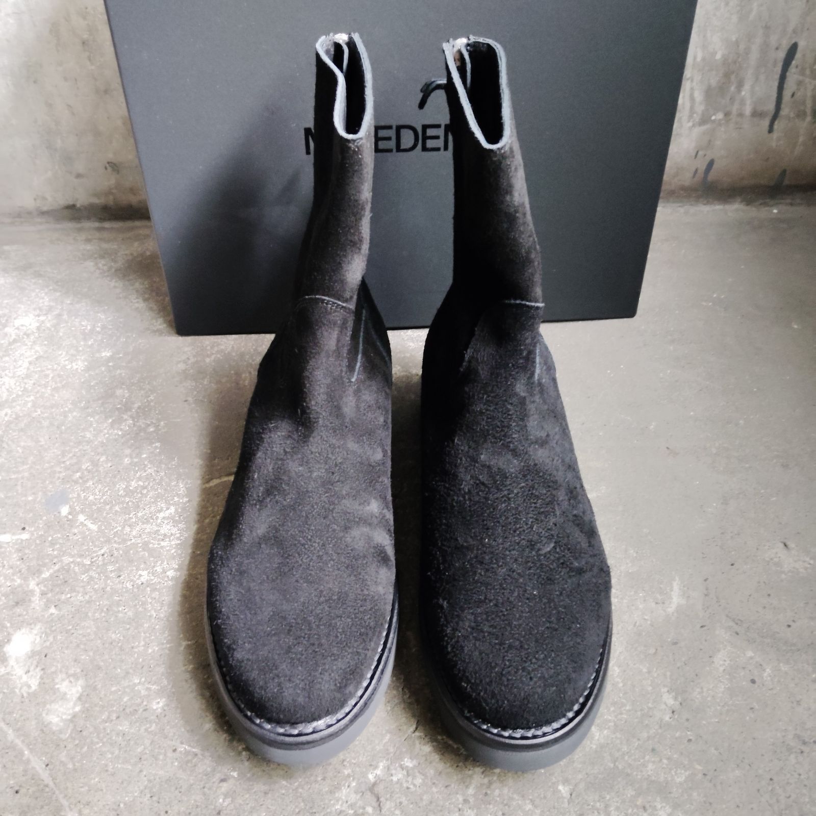 MINEDENIM Suede Leather Back Zip Boots 41 マインデニム スエード 