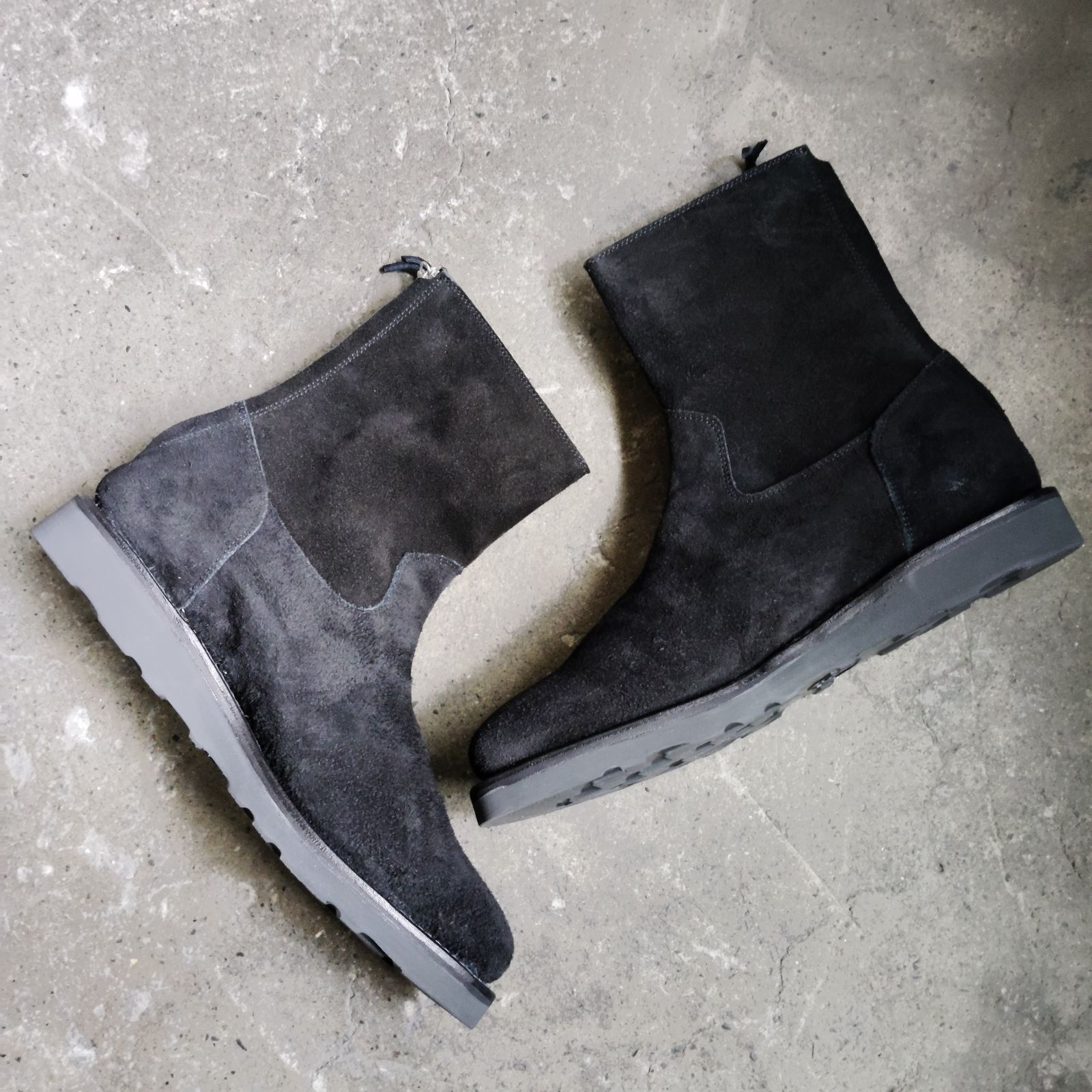 MINEDENIM Suede Leather Back Zip Boots 41 マインデニム スエード