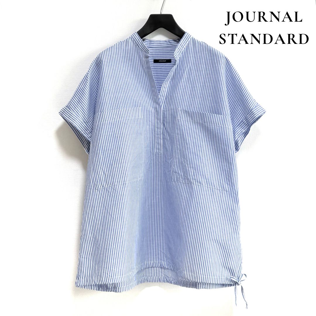 ◆2024SS◆ JOURNAL STANDARD ハードマンズリネンコットンフレンチスリーブスキッパーシャツ ストライプ ジャーナルスタンダード