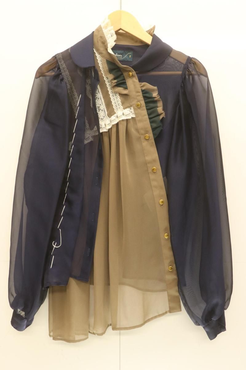 【中古】 kolor レディースブラウス 2 アシンメトリー ドッキング ブラウス kolor 2 紺 ネイビー 無地 9,569円