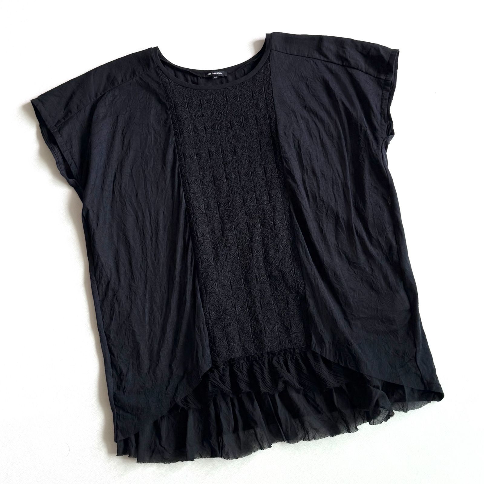 pas de calais パドカレ 刺繍 チュール 半袖カットソー チュニック 