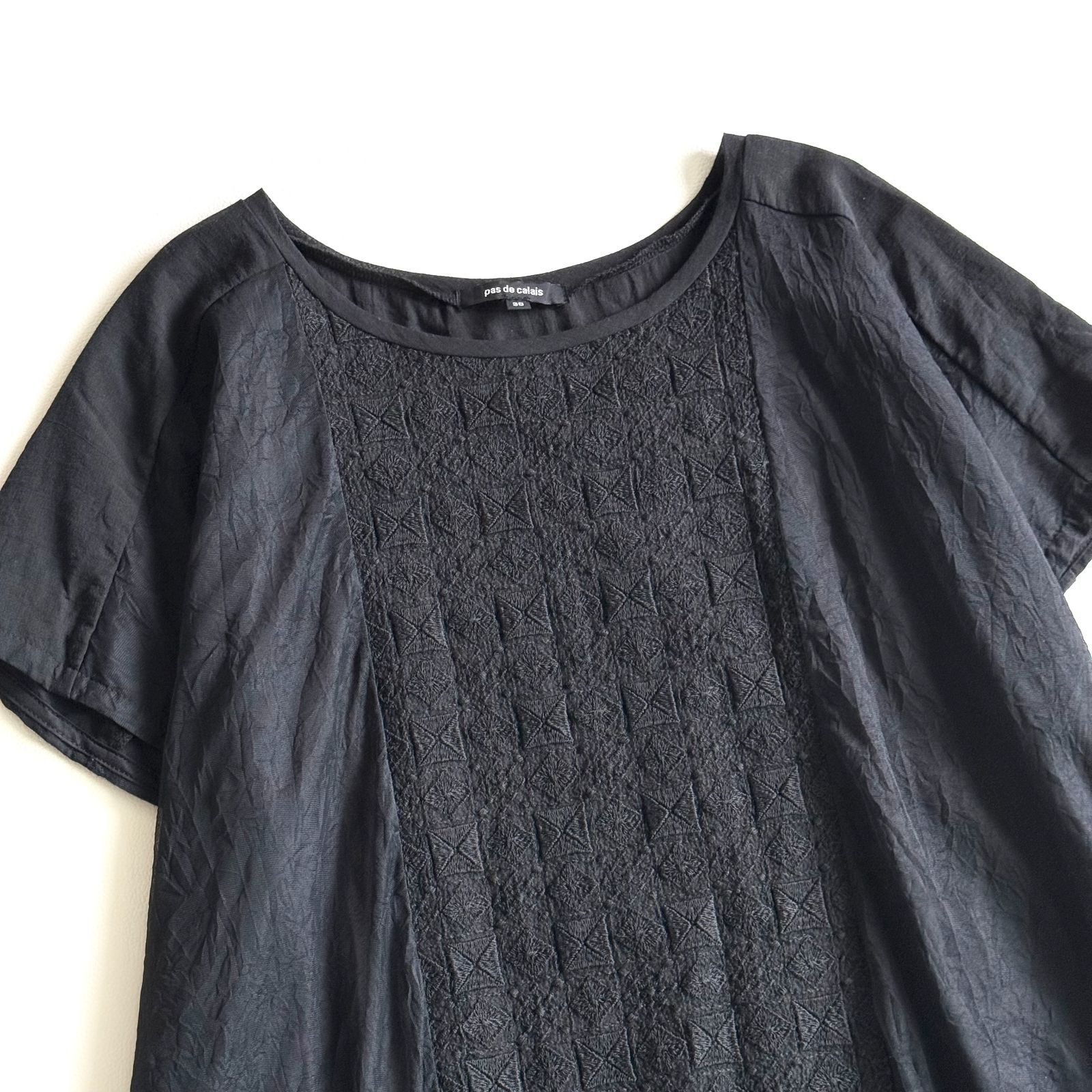 pas de calais パドカレ 刺繍 チュール 半袖カットソー チュニック 