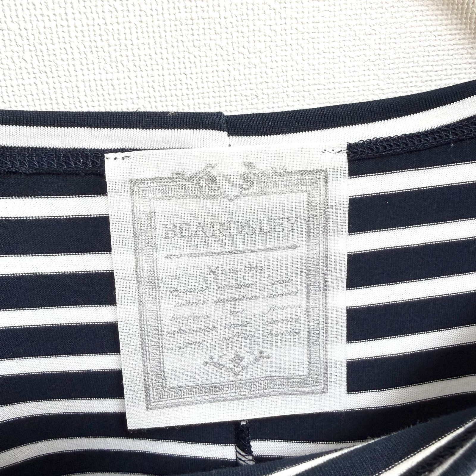 BEARDSLEY ビアズリー ボーダー 刺繍 カットソーワンピース BEARDSLEY ビアズリー ボーダー 刺繍 カットソーワンピース ロング