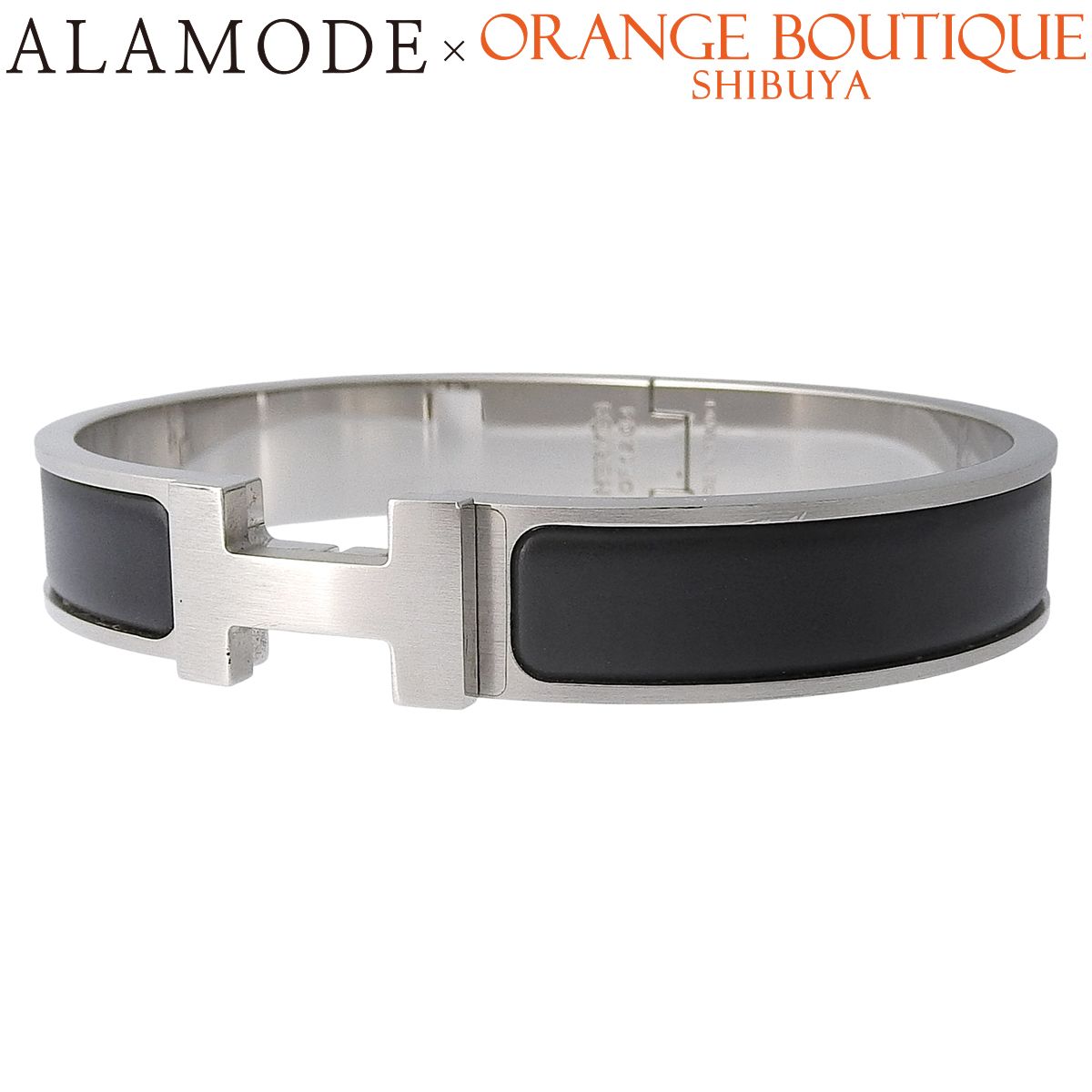 HERMES(エルメス) エナメルブレスレット クリックHH H703203FB01T4 メタル エナメル バングル アクセサリー ジュエリー ノワールマット ブラック黒 シルバー銀 レディース 40802194415【アラモード】