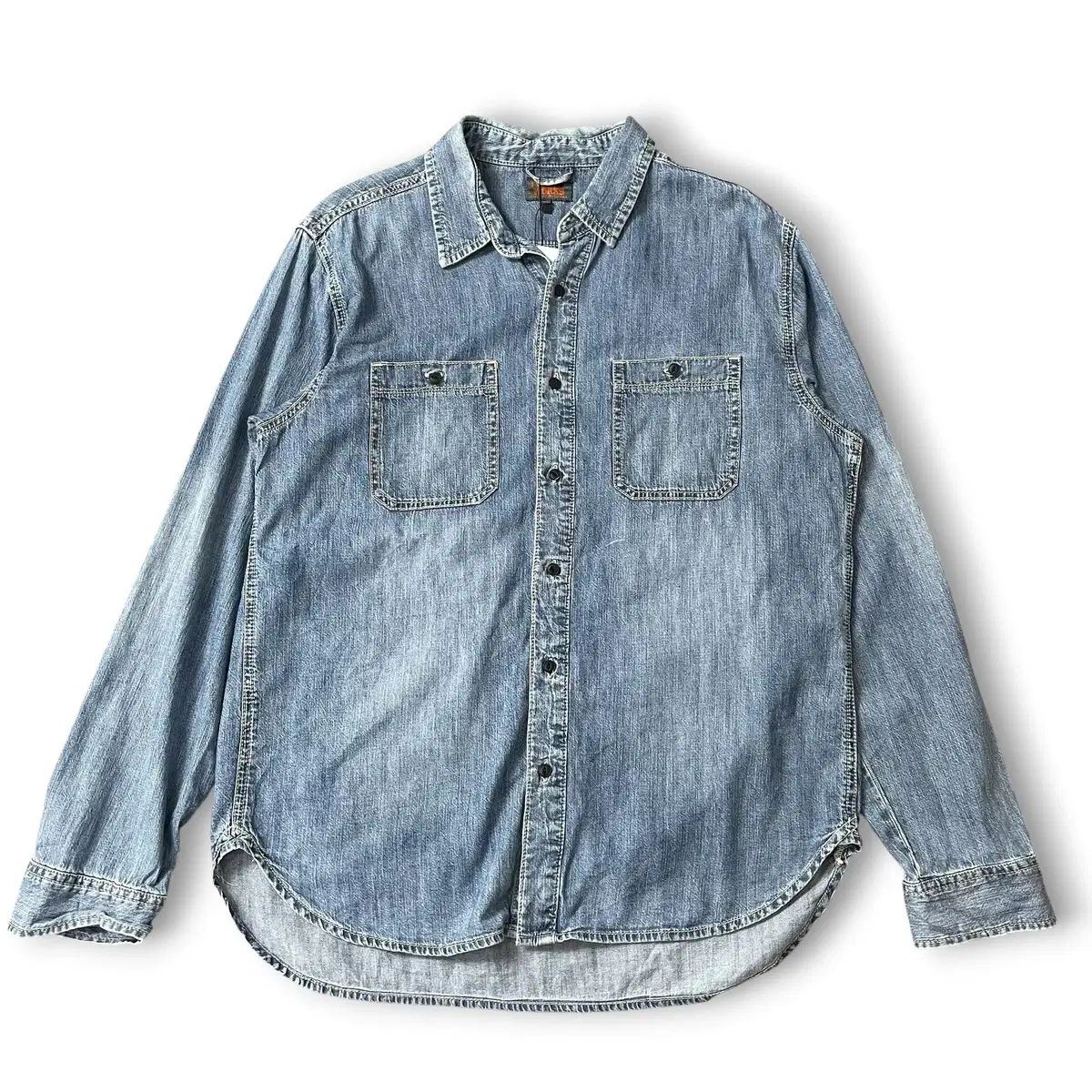 JPN トゥウェンティワークス ツーポケット ウォッシュ デニム シャツ XL