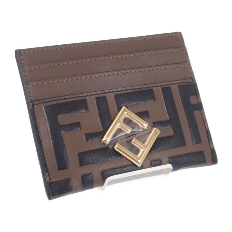 フェンディ FENDI FFダイヤモンド 8M0445ADYMF13VK カードケース レザー ブラウン ゴールド金具 レディース メンズ【中古】【SAランク】