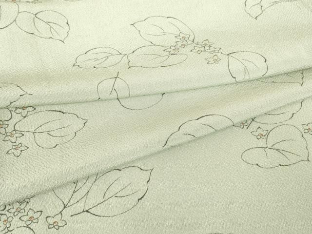 平和屋着物▽上質な小紋　単衣　草花文　鬼しぼ縮緬　正絹　逸品　DABE4647az